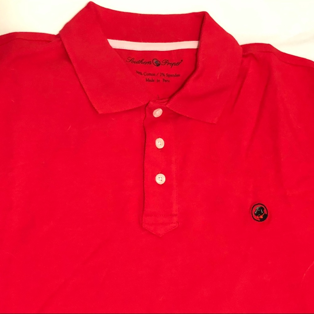 Southern Proper polo. Bright Coral red. Large
